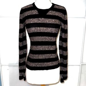 Sonia Rykiel Paris Black and Gray Striped virgin wool Sweater